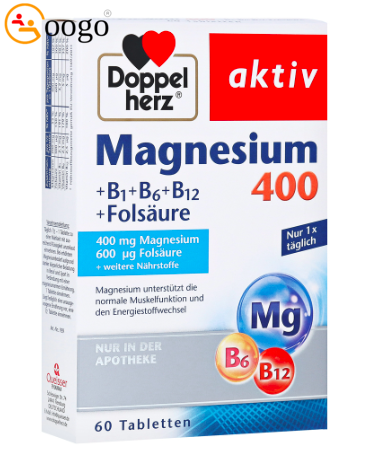 Doppelherz aktiv Magnesium 400 mg + B1 + B6 + B12 + Folsäure, 60 Tablets